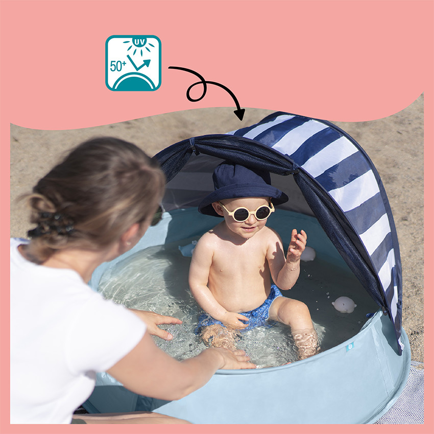 Nid 3-en-1 Aquani aire de jeux et piscine anti-UV - Marinière - Rayures (Babymoov) - Image 3