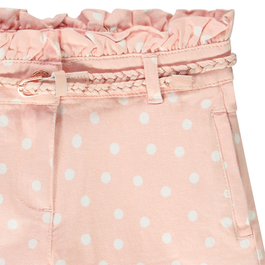 Short en twill imprimé fantaisie avec ceinture tressée pour fille 