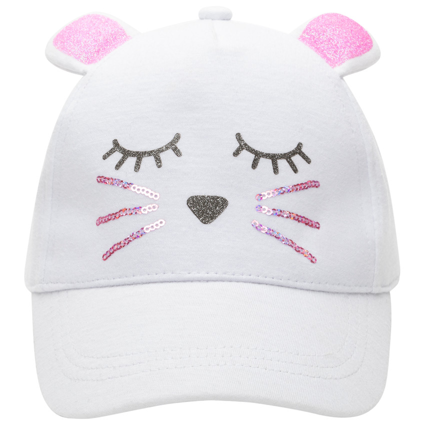 Casquette souris ludique en toile et détails pailletés 