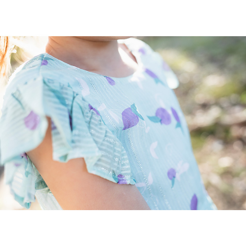 Robe manches courtes volantées en voile de viscose pour fille 