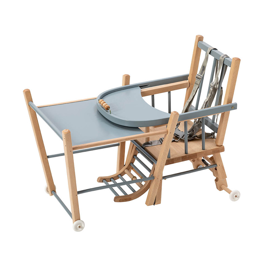 Chaise haute traditionnelle transformable Marcel bleu gris - Bleu gris (Combelle) - Image 1