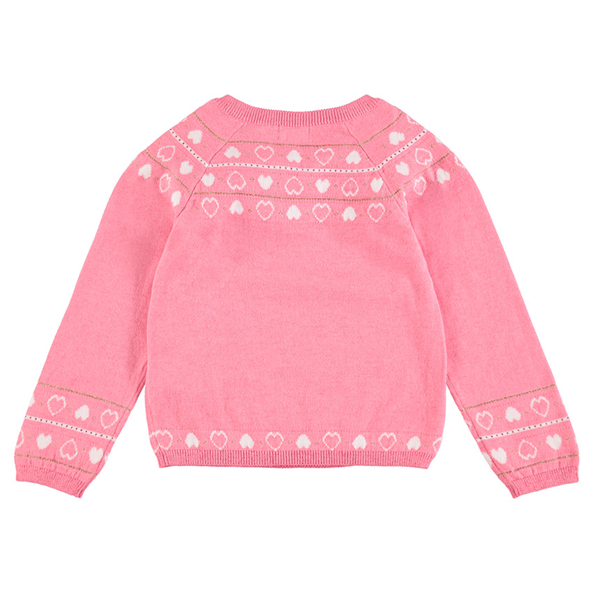 Pull de Noël en tricot avec coeurs en jacquard et pingouins brodés 