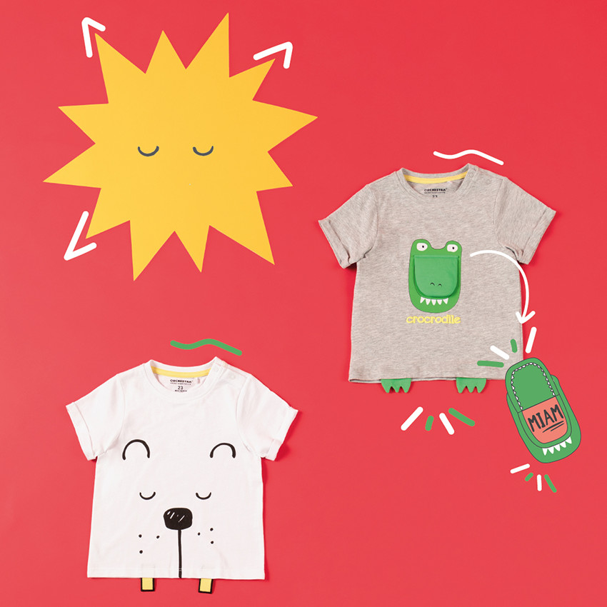 T-shirt manches courtes en coton à animal printé 