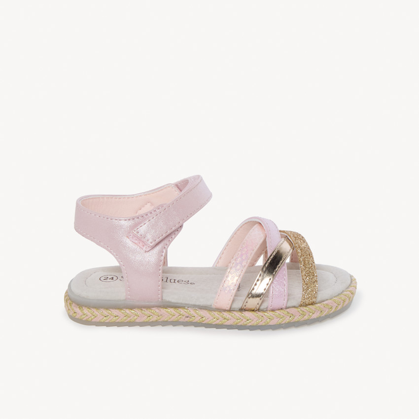 Sandales violettes à paillettes dorées pour fille 