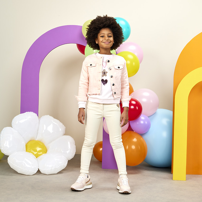 Jean slim motif cœur en sequins pour fille 