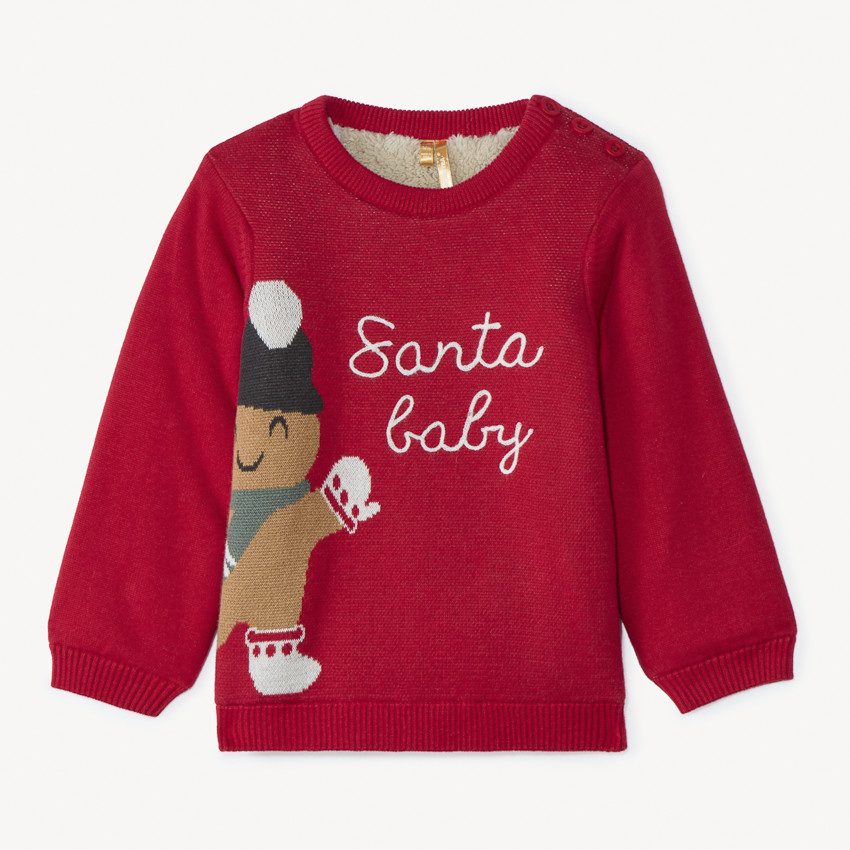 Pull de Noël en tricot doublé sherpa pour bébé garçon 