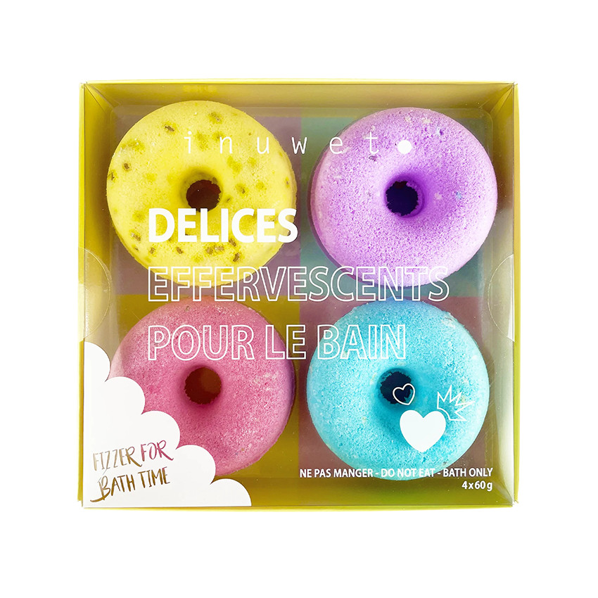 Coffret 4 donuts de bain parfumés Délices effervescents 