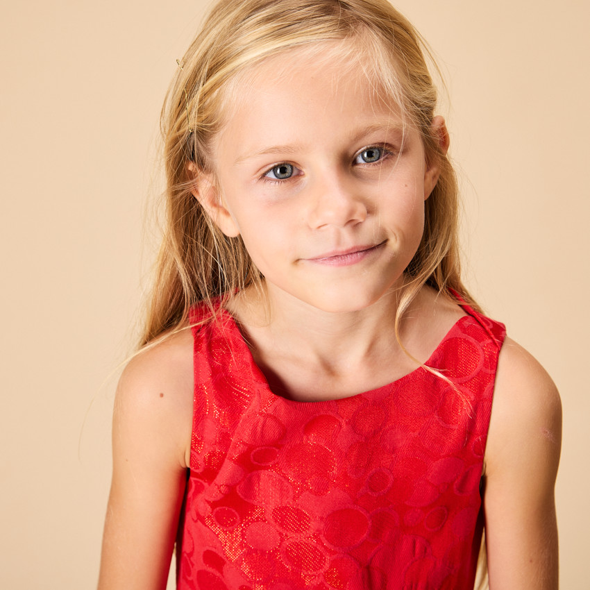 Robe de fête sans manches motifs jacquard irisés pour fille 