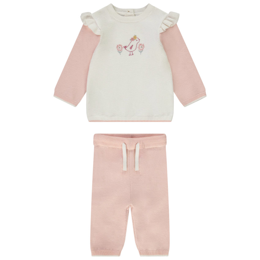 Ensemble 2 pièces en tricot broderie fantaisie pour bébé fille 