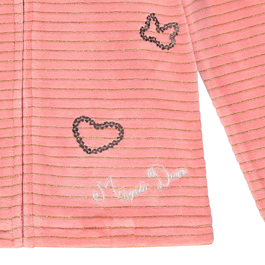 Jogging en velours avec rayures en lurex et motif en sequins 