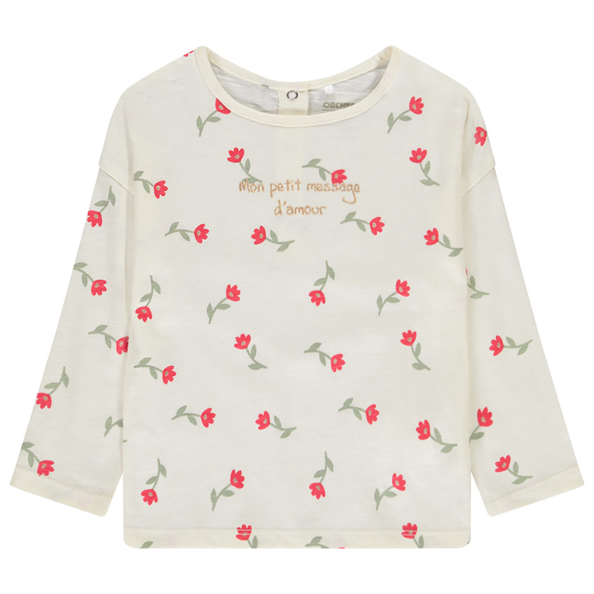 T-shirt manches longues oversize imprimé fleurs pour bébé fille 