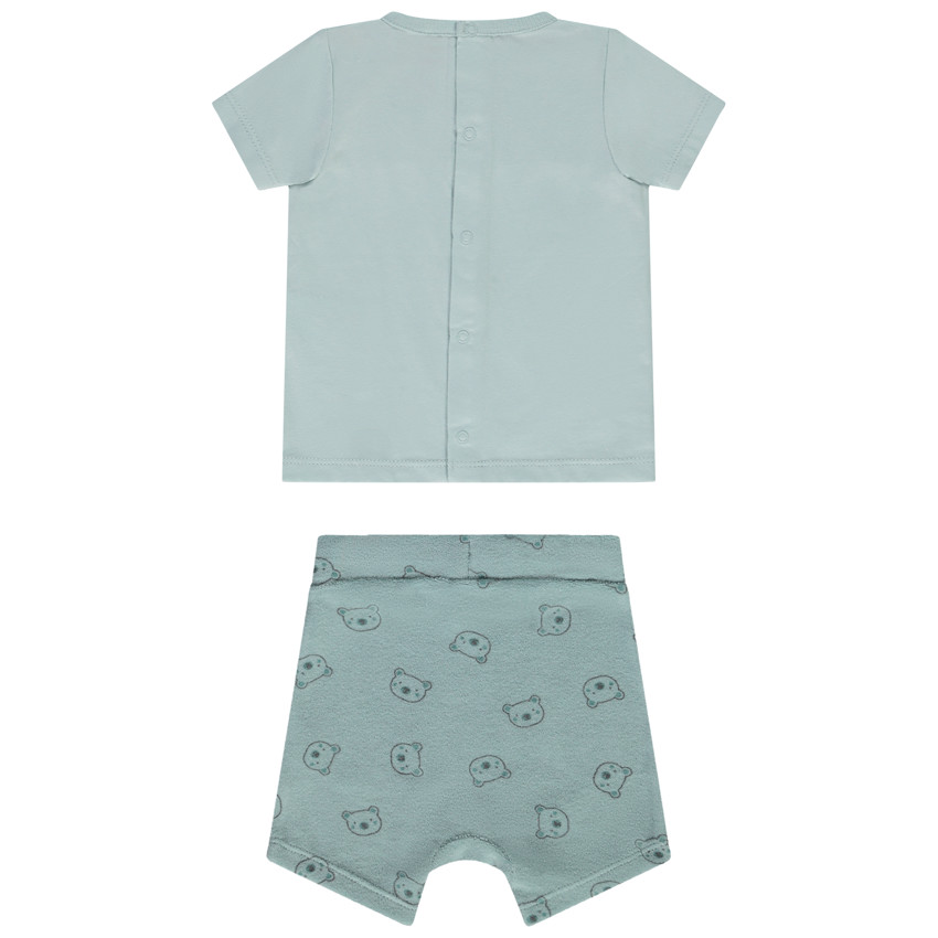 Ensemble court 2 pièces en éponge motif ourson pour bébé garçon 