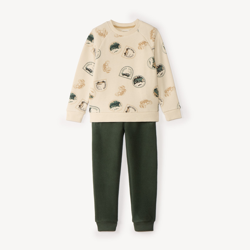 Ensemble de jogging garçon sweat demi oversize motifs tampons