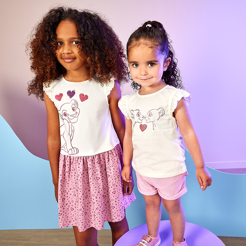 T-shirt manches courtes print Le Roi Lion pour bébé fille 