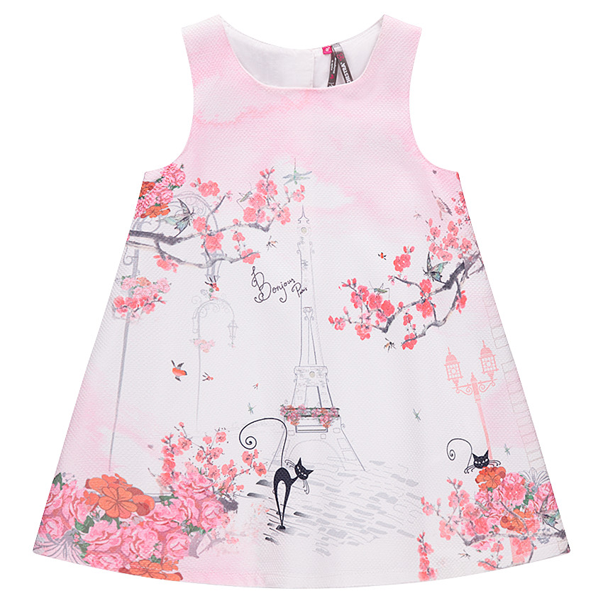 Robe sans manches avec sublimation Tour Eiffel et fleurs 
