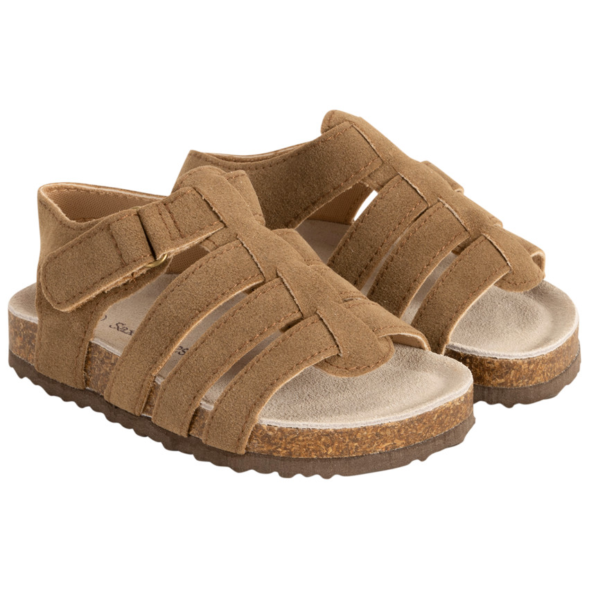 Sandales à brides marron effet daim pour bébé 