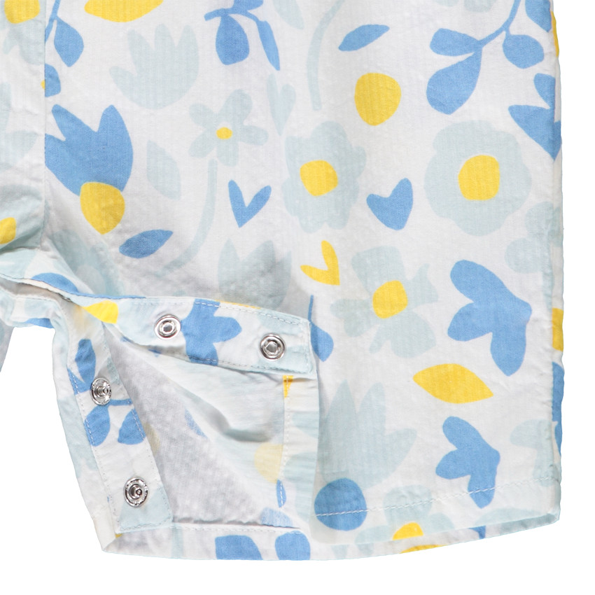 Combishort imprimé floral à smocks pour bébé fille 