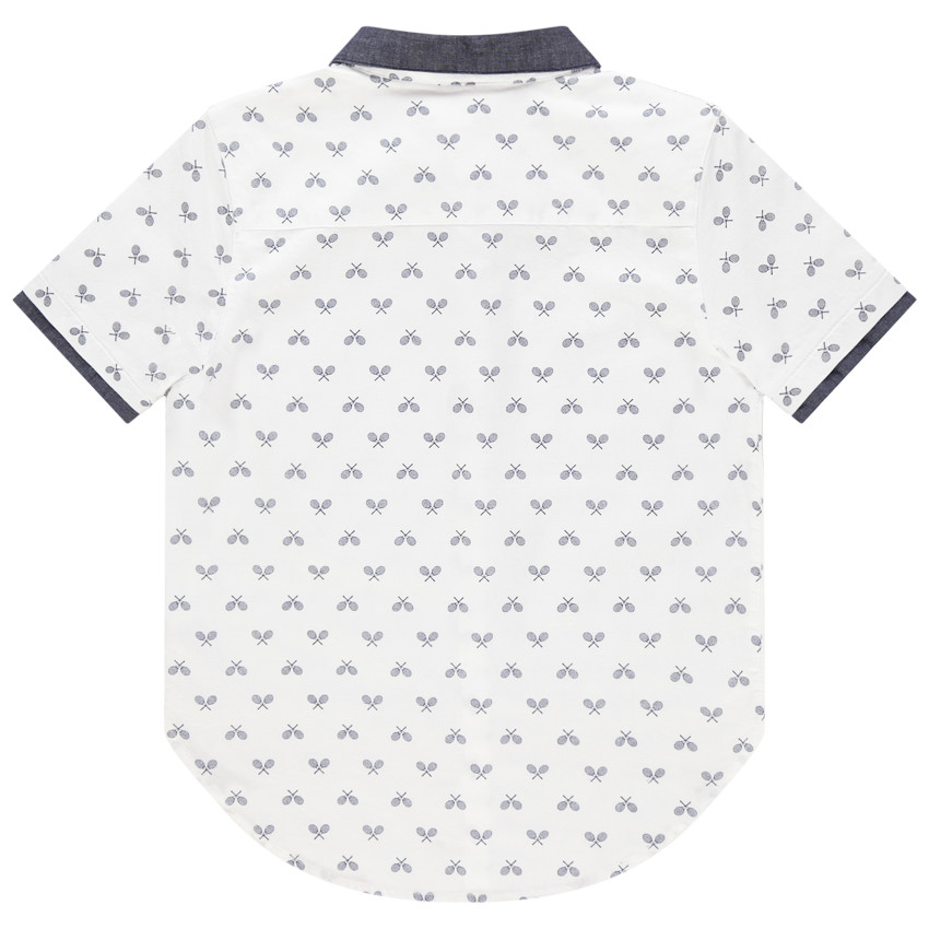 Chemise manches courtes imprimée à détails en chambray 