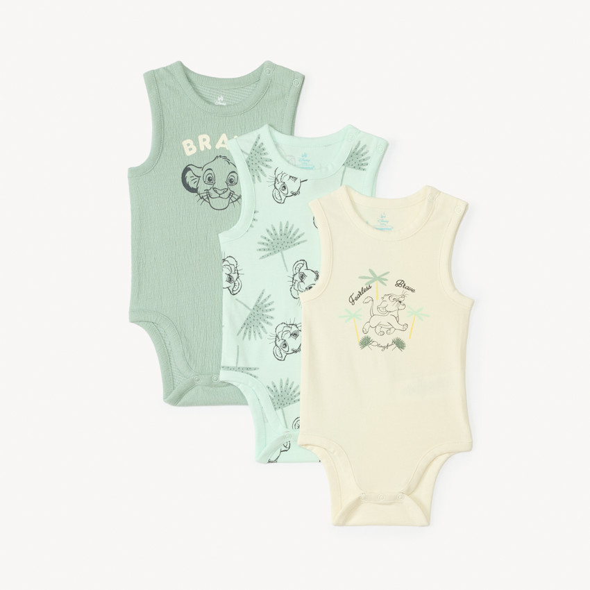 Lot de 3 bodies en jersey Simba Le Roi Lion Disney pour bébé garçon