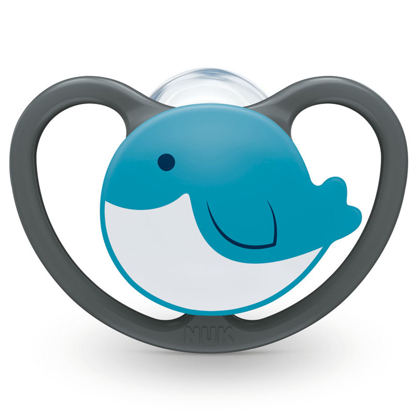 Lot de 2 sucettes en silicone Space 6/18 mois - Baleine/Ours Main Lot de 2 sucettes en silicone Space 6/18 mois - Baleine/Ours