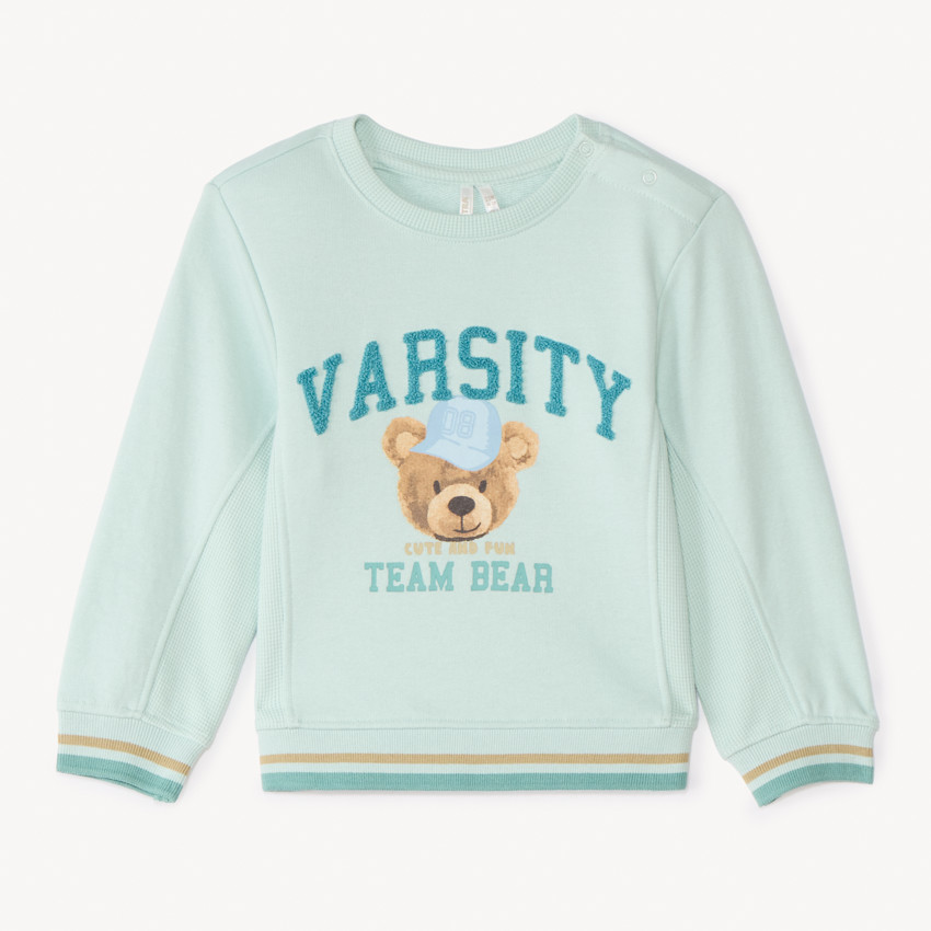 Sweat molleton printé et avec patch bouclette pour bébé garçon 