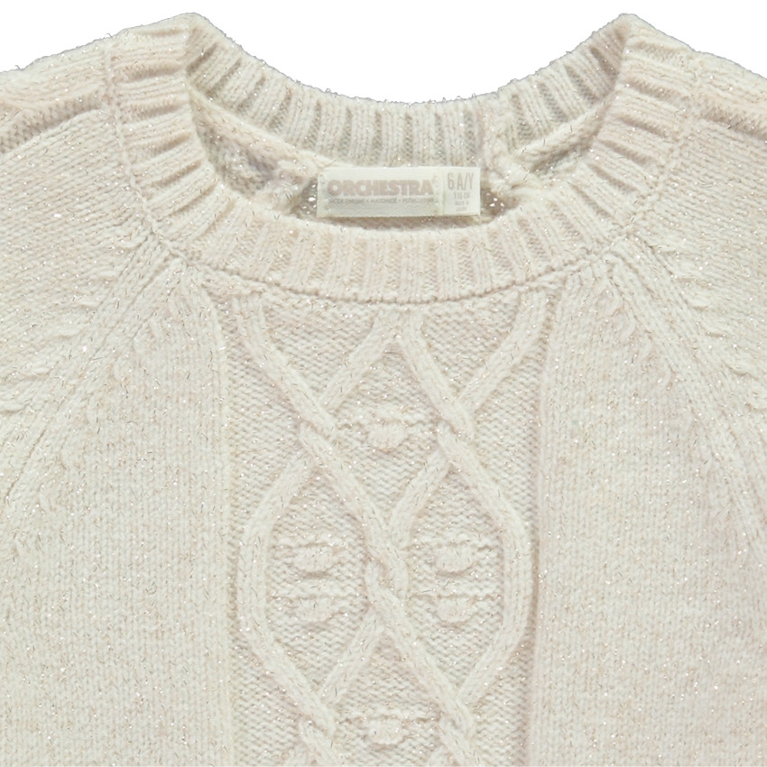 Pull en tricot et torsades avec détails en lurex pailleté pour fille 