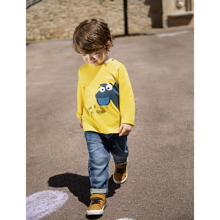 T-shirt manches longues en coton print dragon ludique 