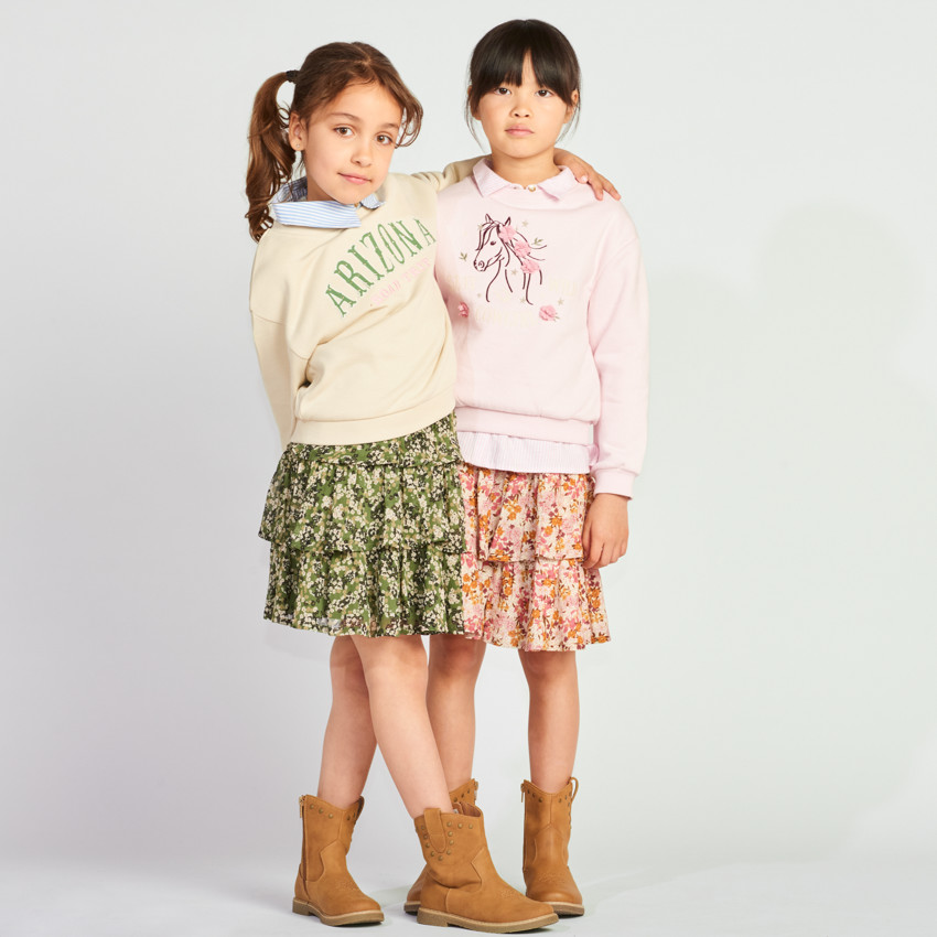 Sweat molleton uni fantaisie pour fille  