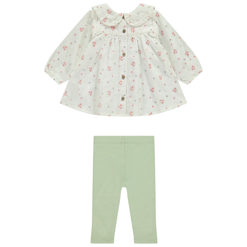 Ensemble tunique fantaisie col claudine + caleçon pour bébé fille 