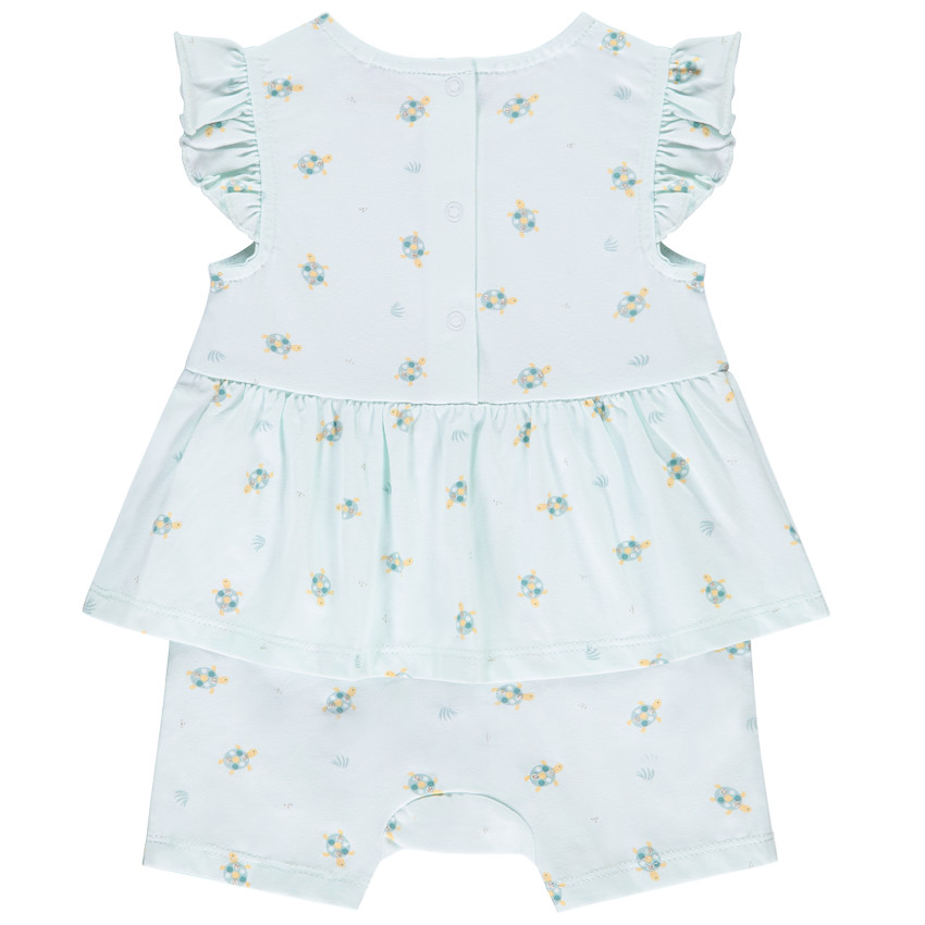 Lot de 2 combishorts effet 2 en 1 motifs tortues pour bébé fille 