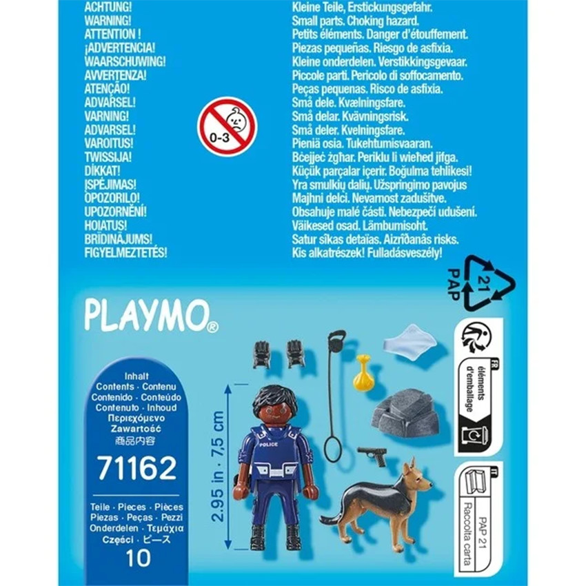 Set figurine policier avec chien de détection 