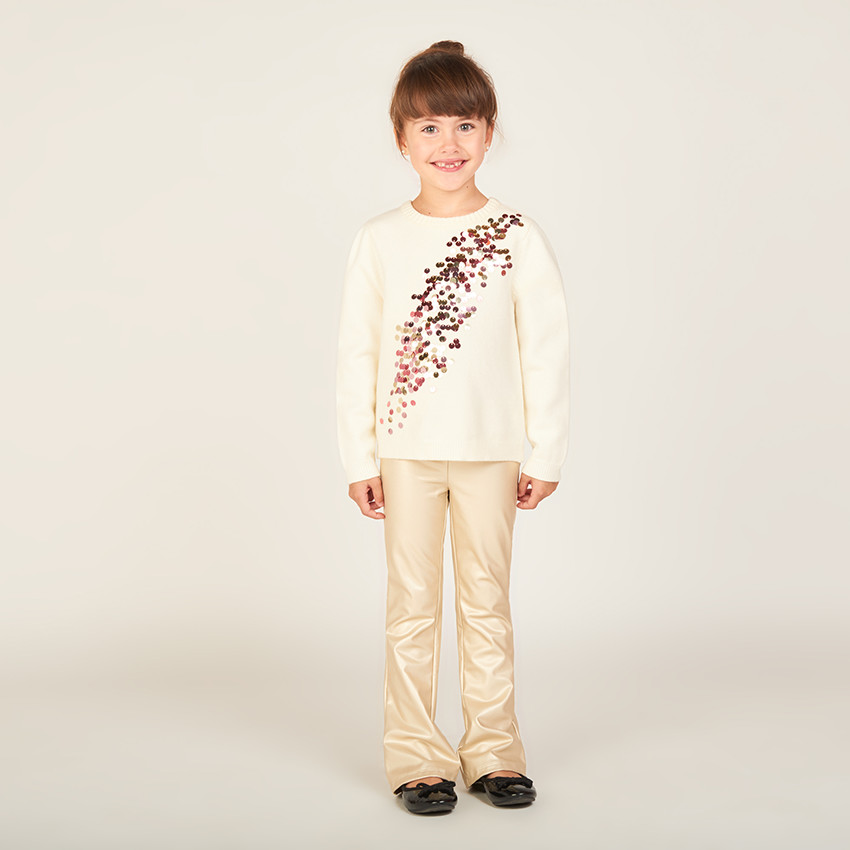 Pull en tricot à gros sequins pour fille