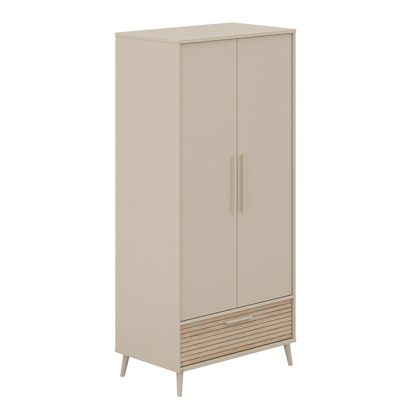 Armoire 2 portes et 1 tiroir Eefje Cashmere Beige/Groovy Chêne 