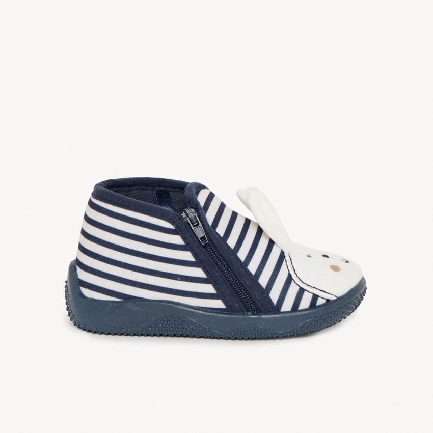 Chaussons forme bottillons rayés patch lapin pour bébé == 