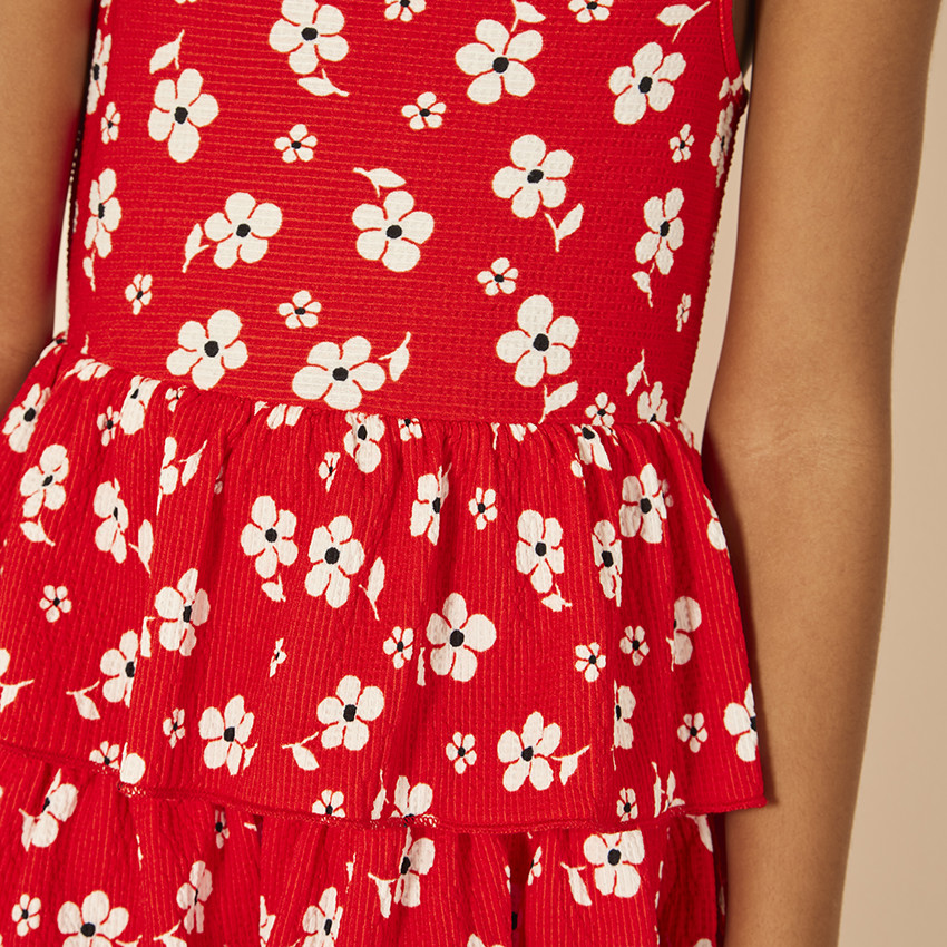 Robe sans manches imprimée et volantée à dos croisé pour fille 