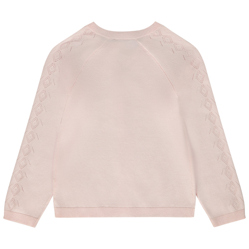 Gilet manches raglan en tricot pointelle pour fille 