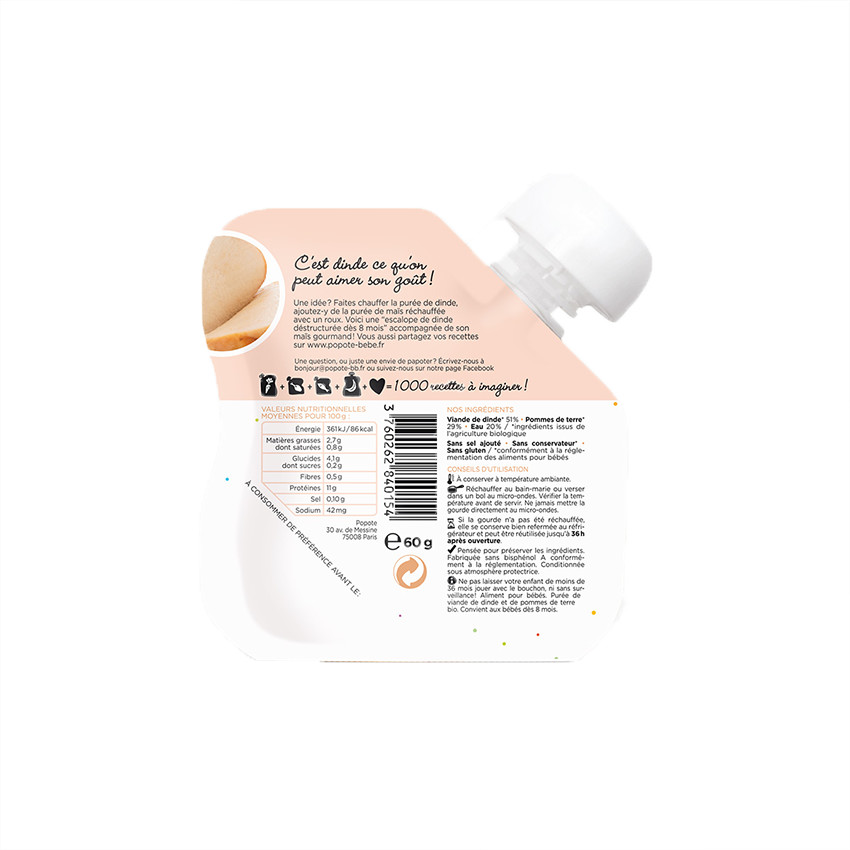 Gourde à la dinde bio - 60g 