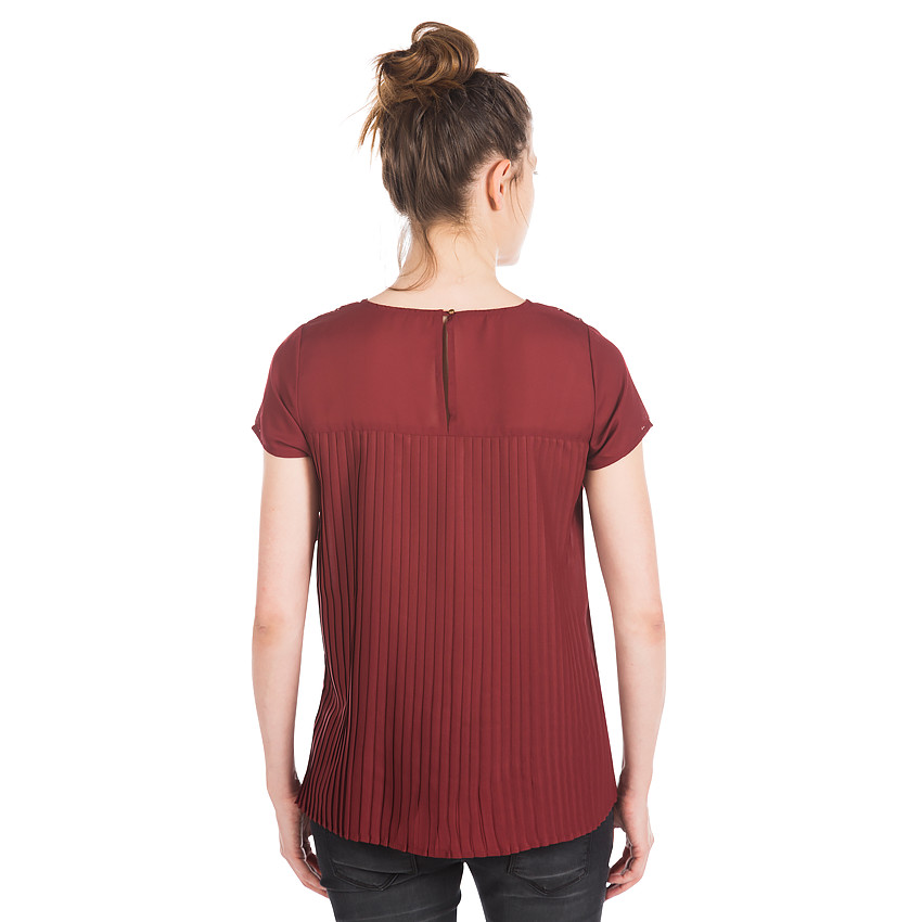 Top de grossesse manches courtes avec guipure et plis soleil 