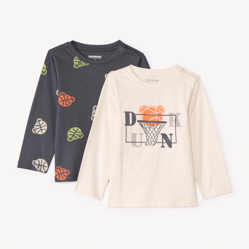 Lot de 2 t-shirts manches longues fantaisie pour bébé garçon