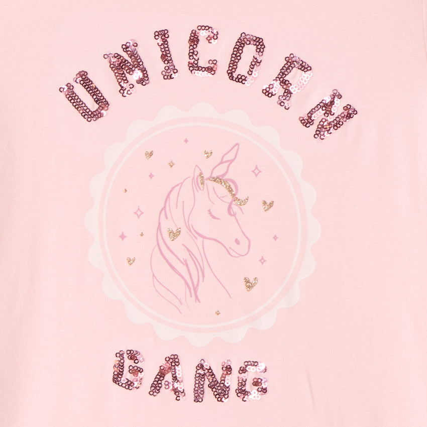 T-shirt manches courtes printé à sequins pour fille 