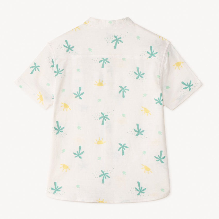 Chemise manches courtes col mao imprimé palmiers pour garçon 