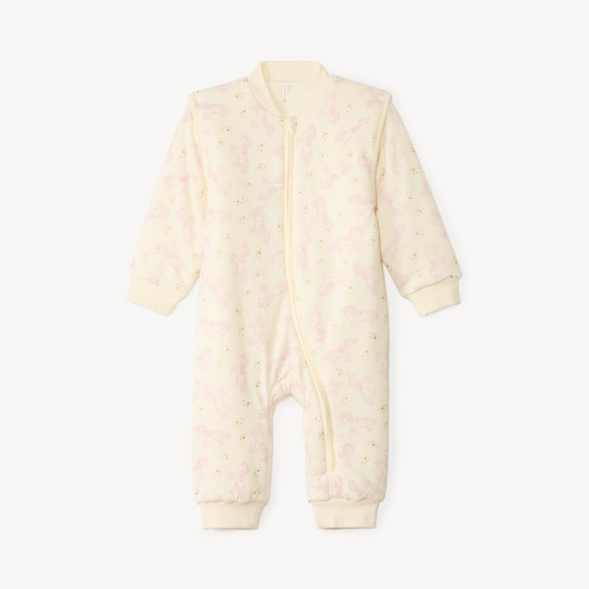 Surpyjama imprimé à manches amovibles pour bébé fille - Ecru