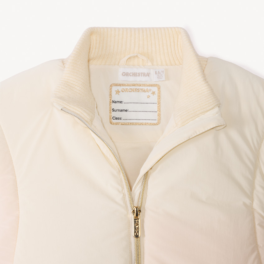 Doudoune et toile et tricot à col montant pour fille  