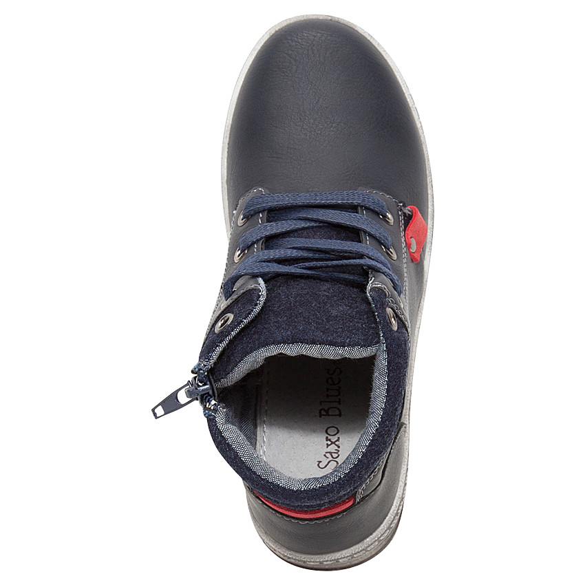 Bottillons en cuir unis à lacets et zip 