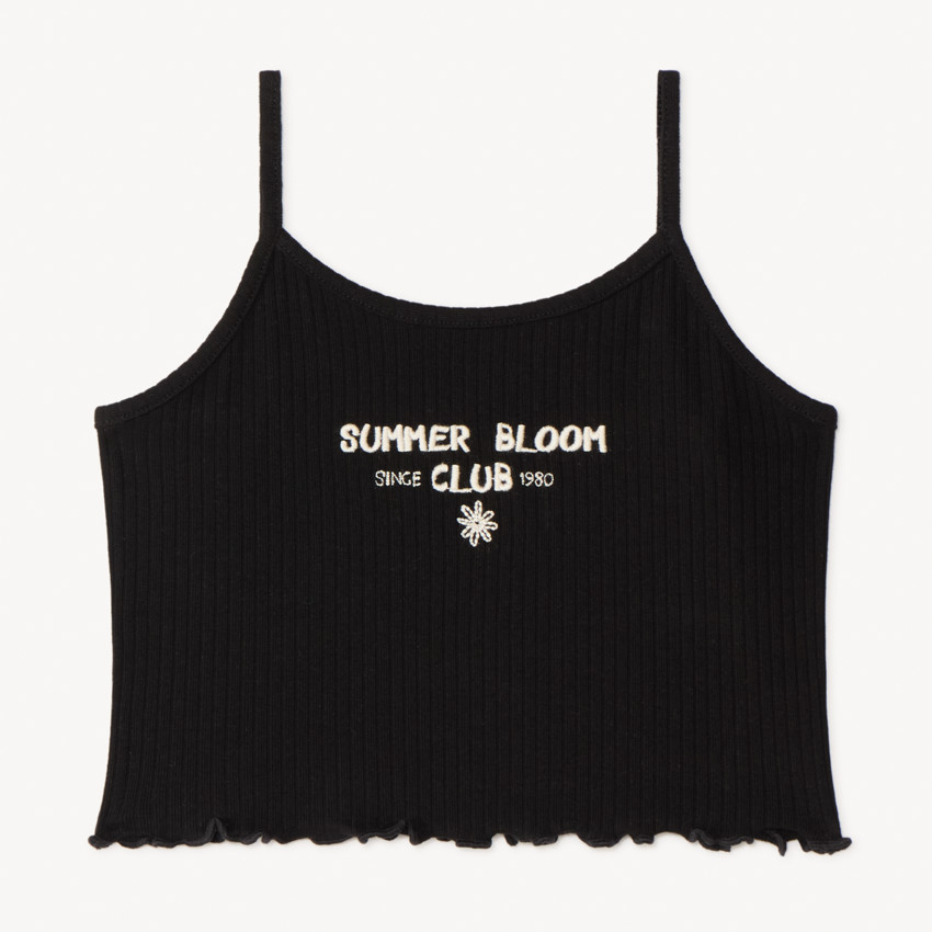 Débardeur court effet côtelé à broderie pour fille