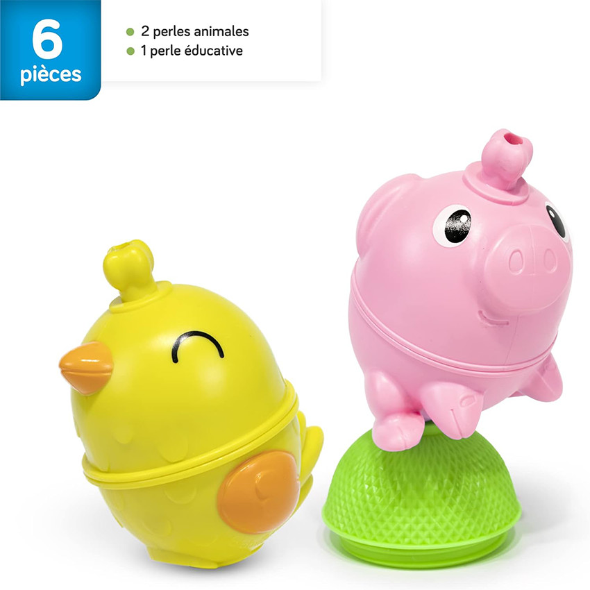 Sac perles de motricité animaux de la ferme 28 pièces 