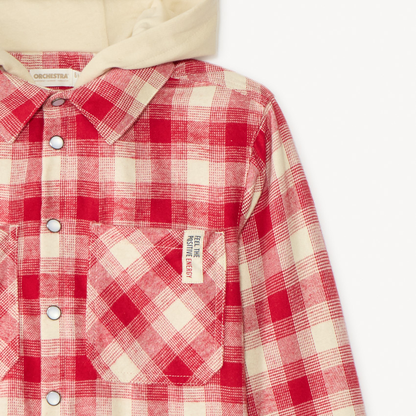 Surchemise à carreaux avec capuche pour fille 