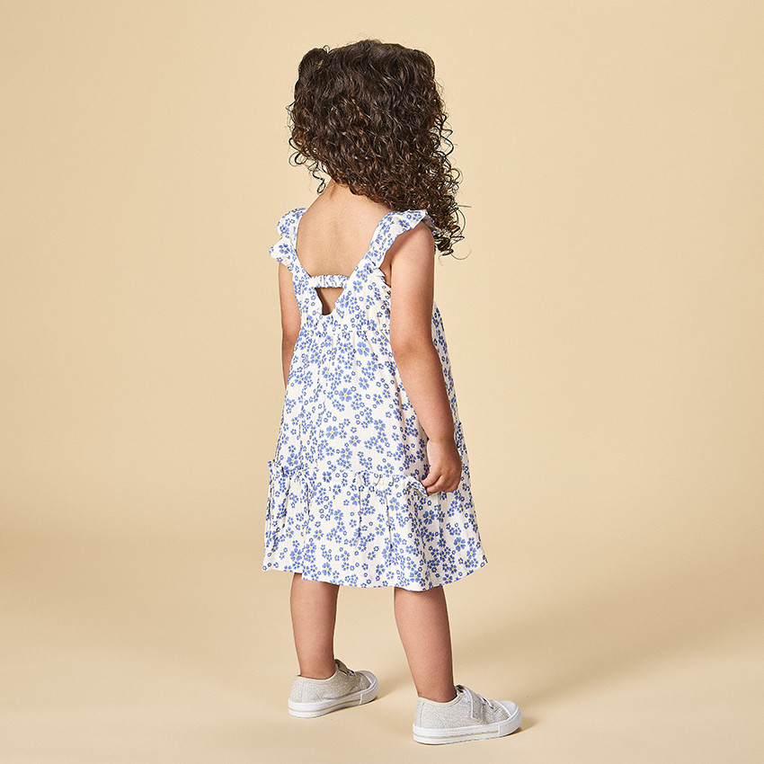 Robe à bretelles volantées et imprimé fleuri pour bébé fille 