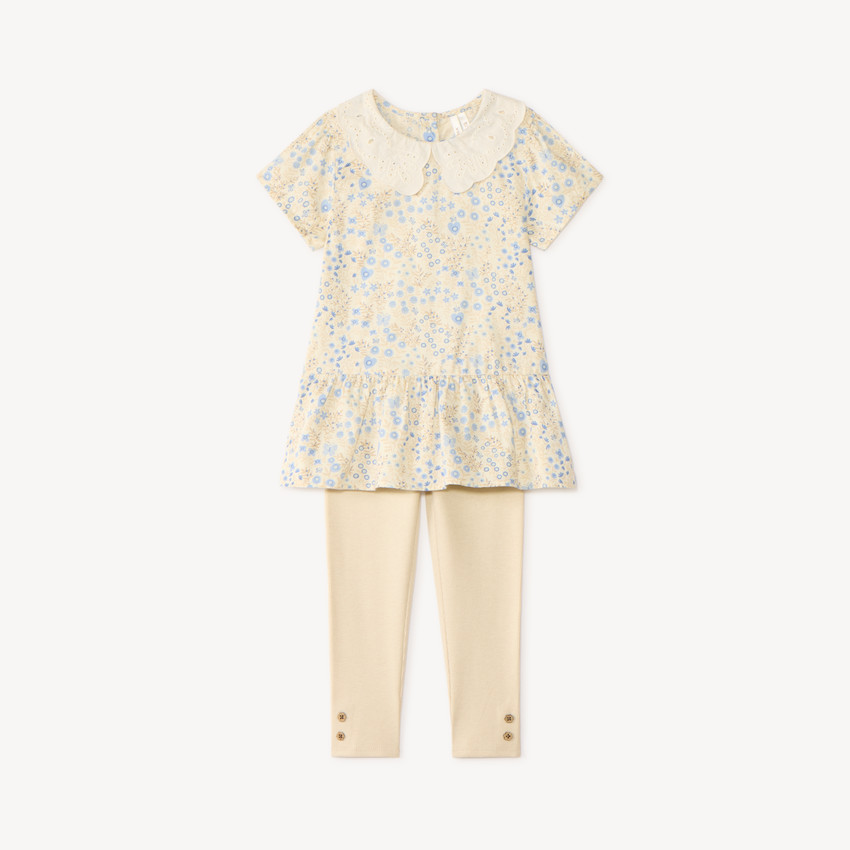 Ensemble 2 pièces tunique + legging fleuris pour bébé fille
