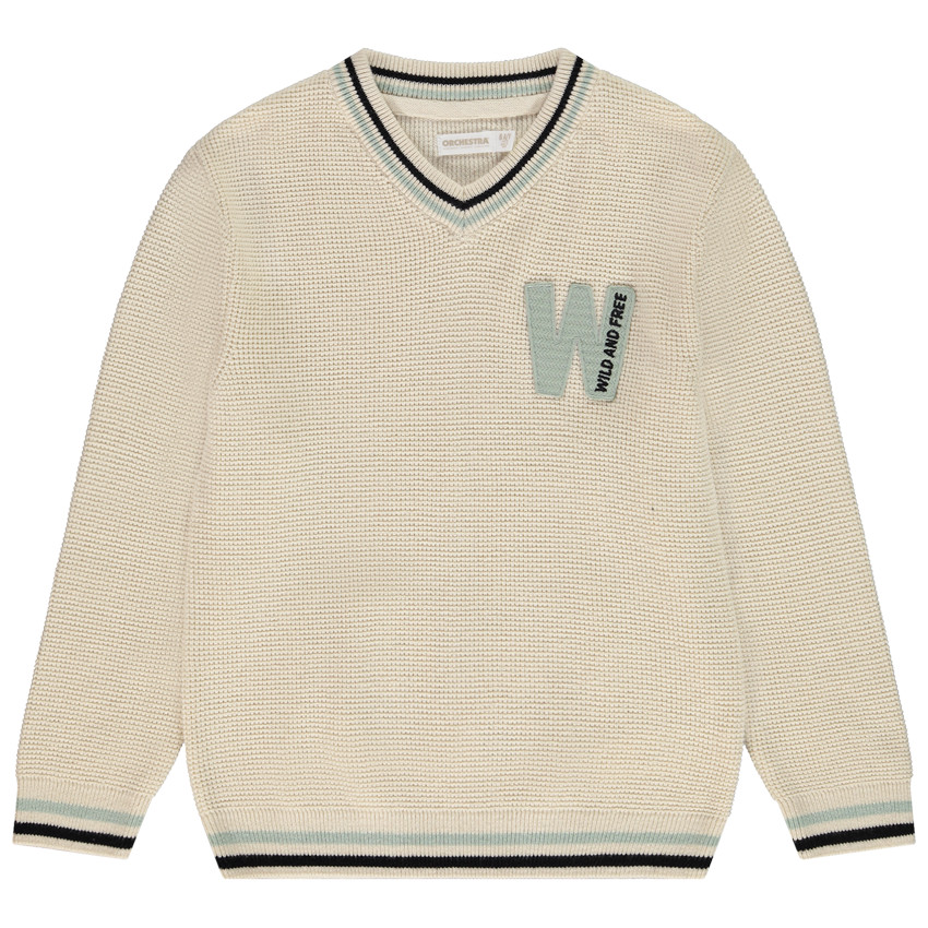 Pull en tricot fantaisie avec patch garçon 